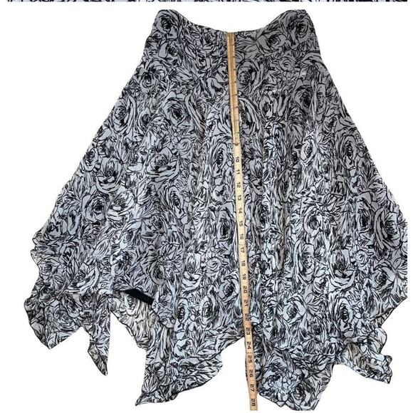 Nine West Pleated 100% Silk Midi Skirt black/white side zip up SZ 2 - Picture 6 of 8